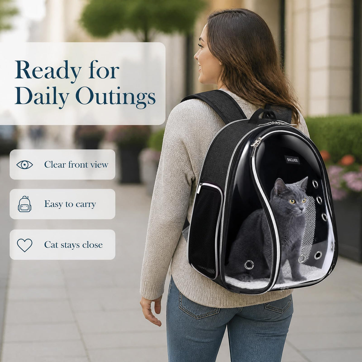 Cat Carrier Backpack Bubble 18 Lbs Black T1962