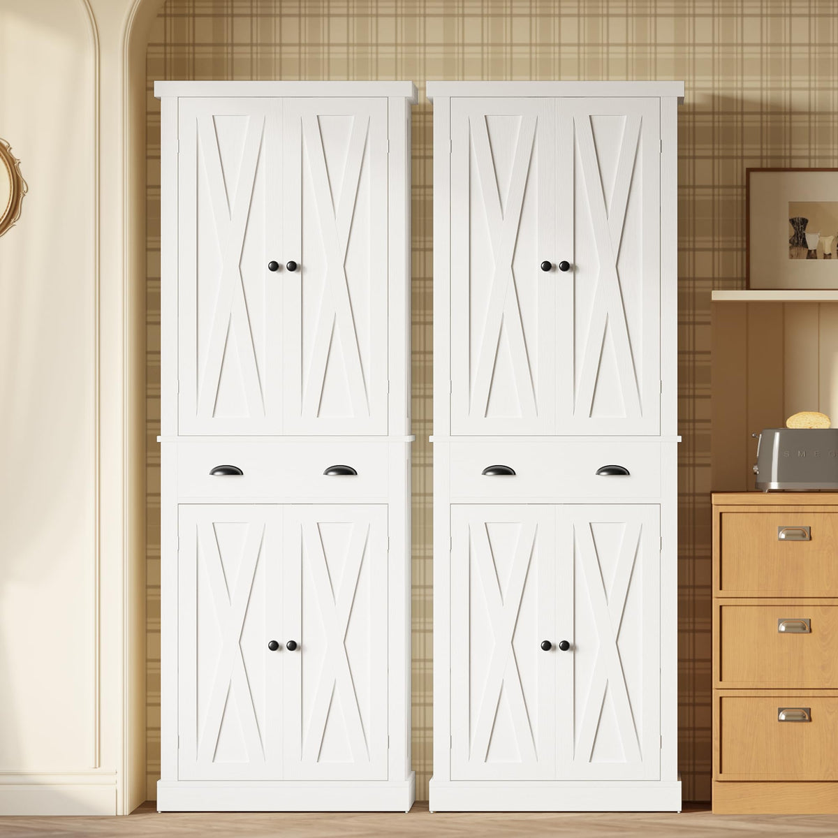 White Kitchen Pantry Storage Cabinet R655