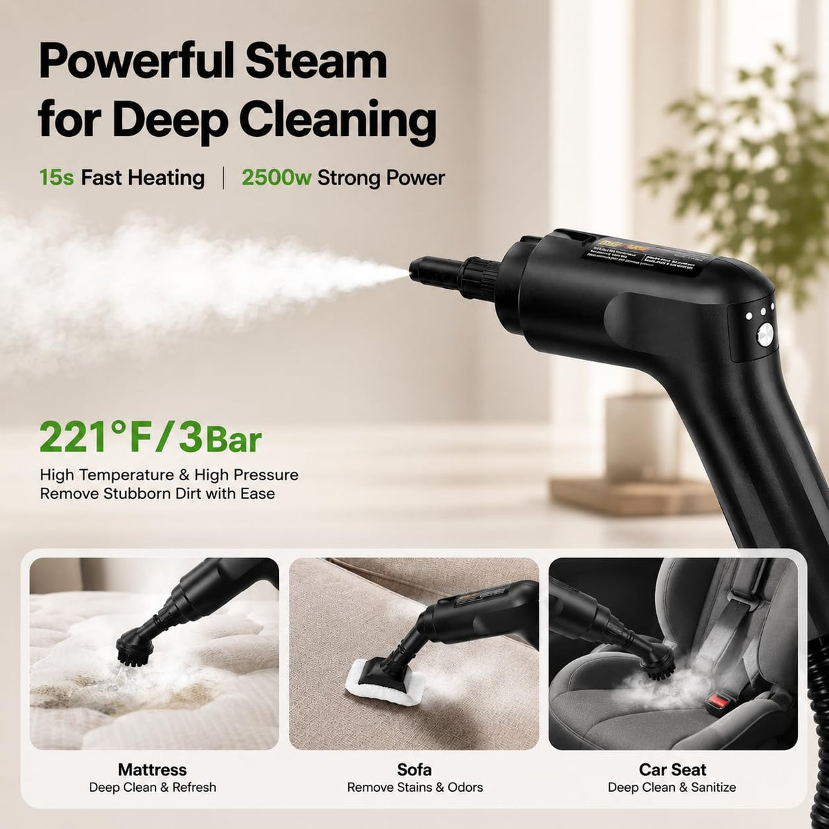 2500W Handheld Steam Cleaner, 3 Steam Levels, 1600Ml Tank X292