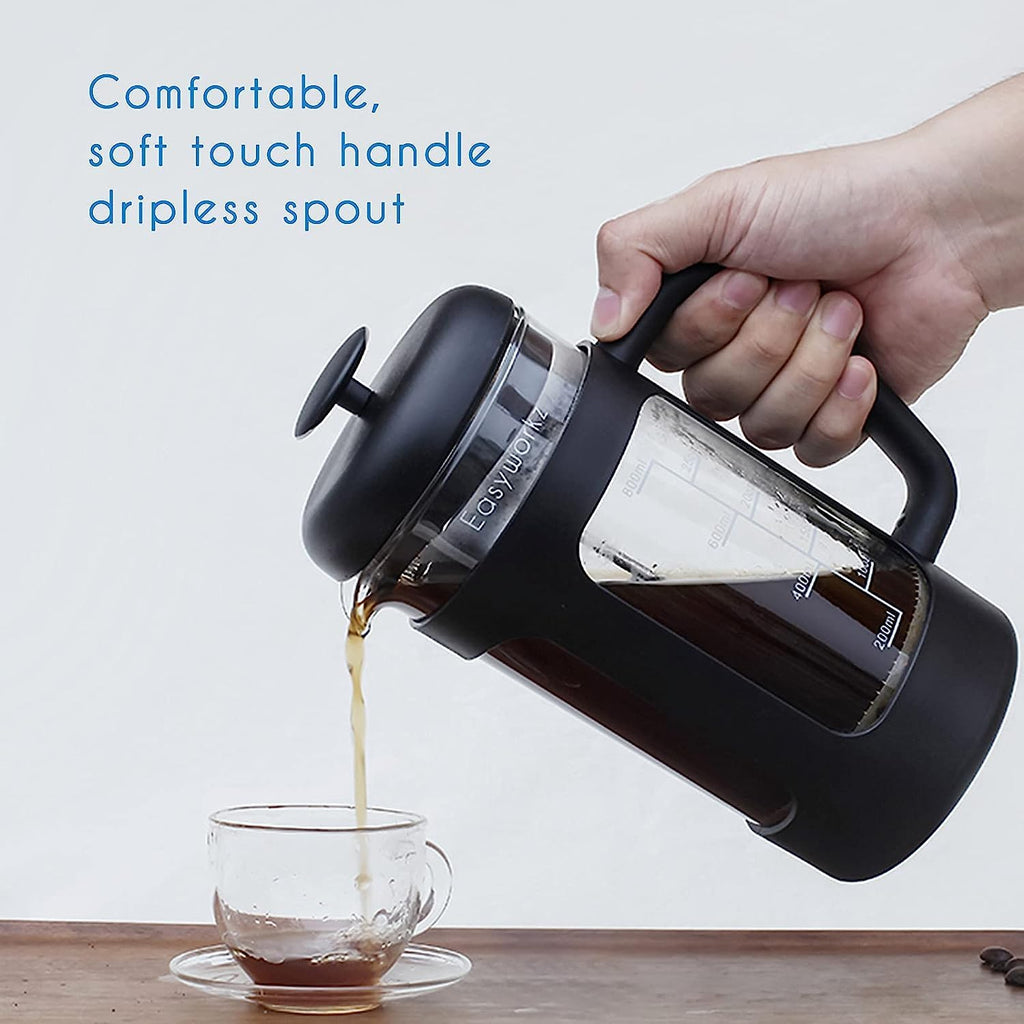French Press 12 oz and Stainless Steel Double-Wall Espresso Cups 5 oz Set of 2 G46309