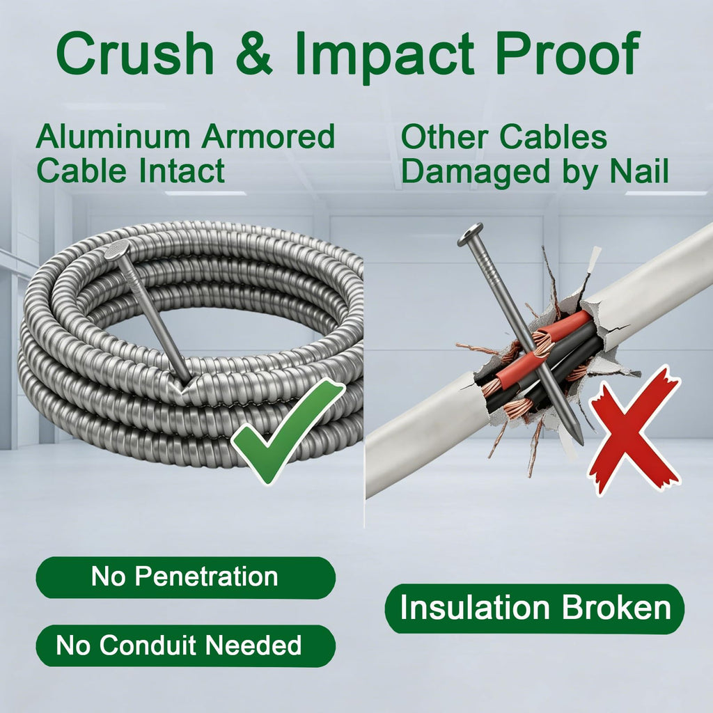 10 AWG Metal Clad Cable with Ground 50FT P267959