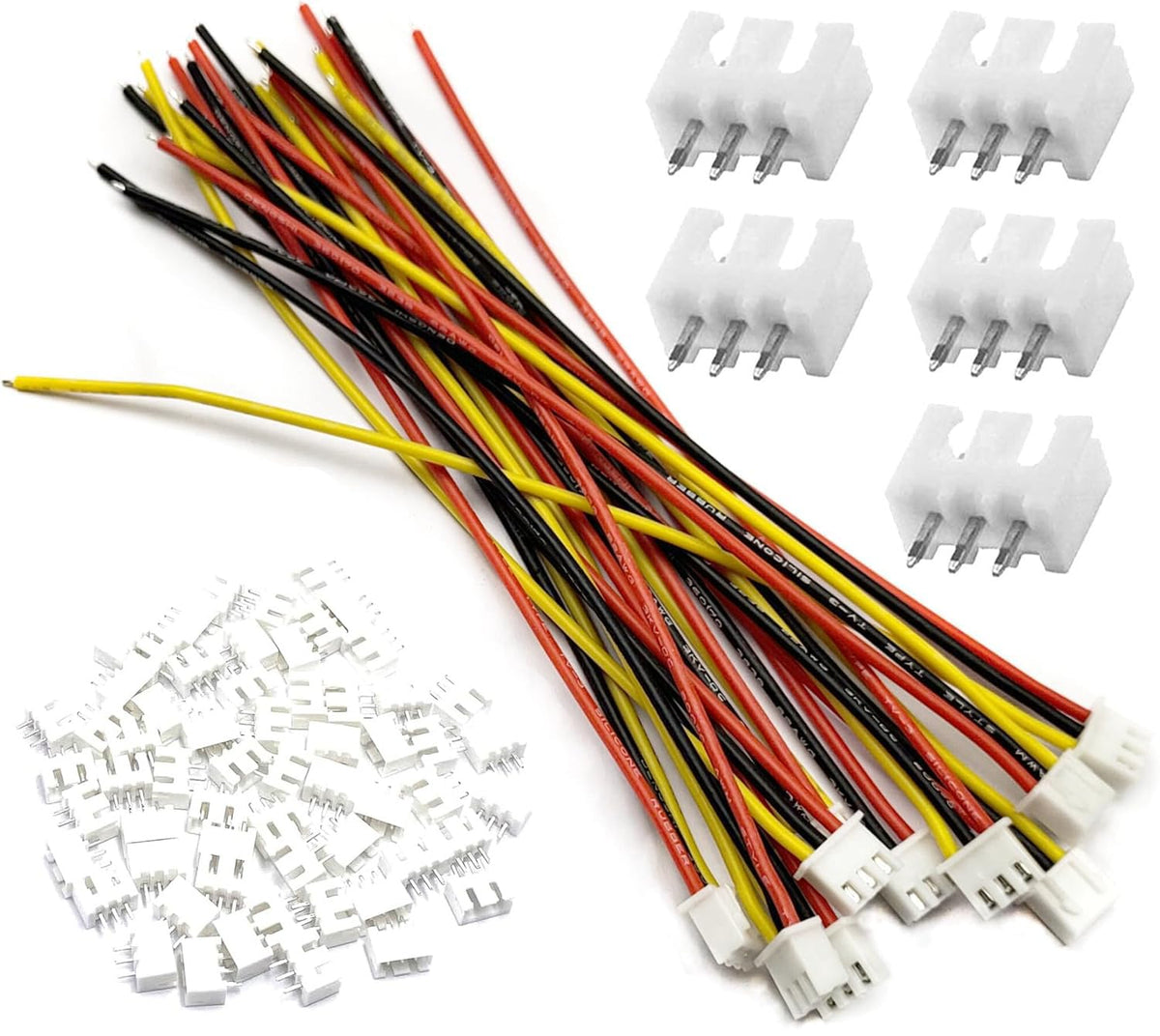 50Pcs 25Pairs JST-XH Connector Kit 2.54mm 3 Pin Male Female with Flat Wire Cable 300mm D251