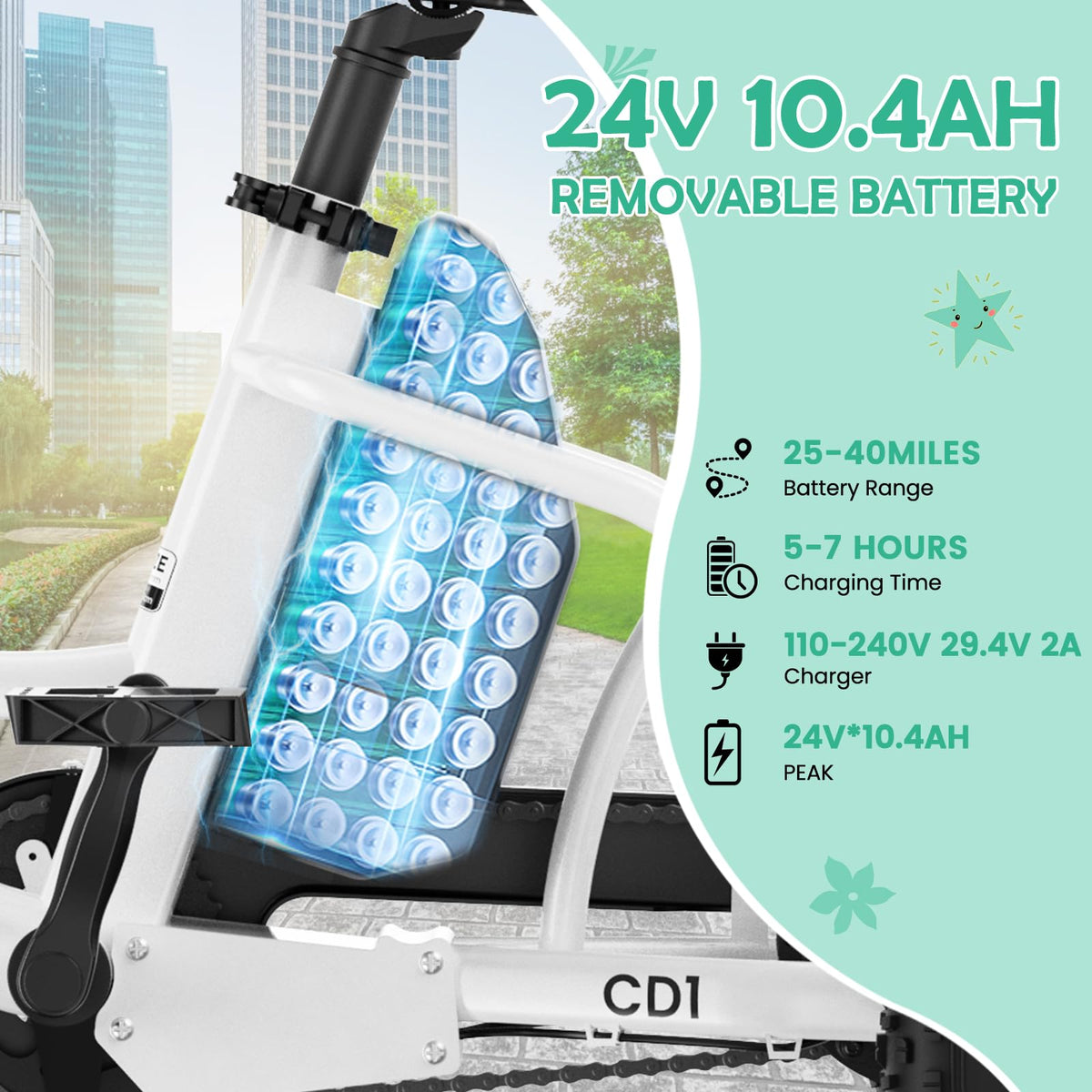 250W 16IN 3 Wheels Electric Tricycle with Removable Battery and Rear Basket U286622