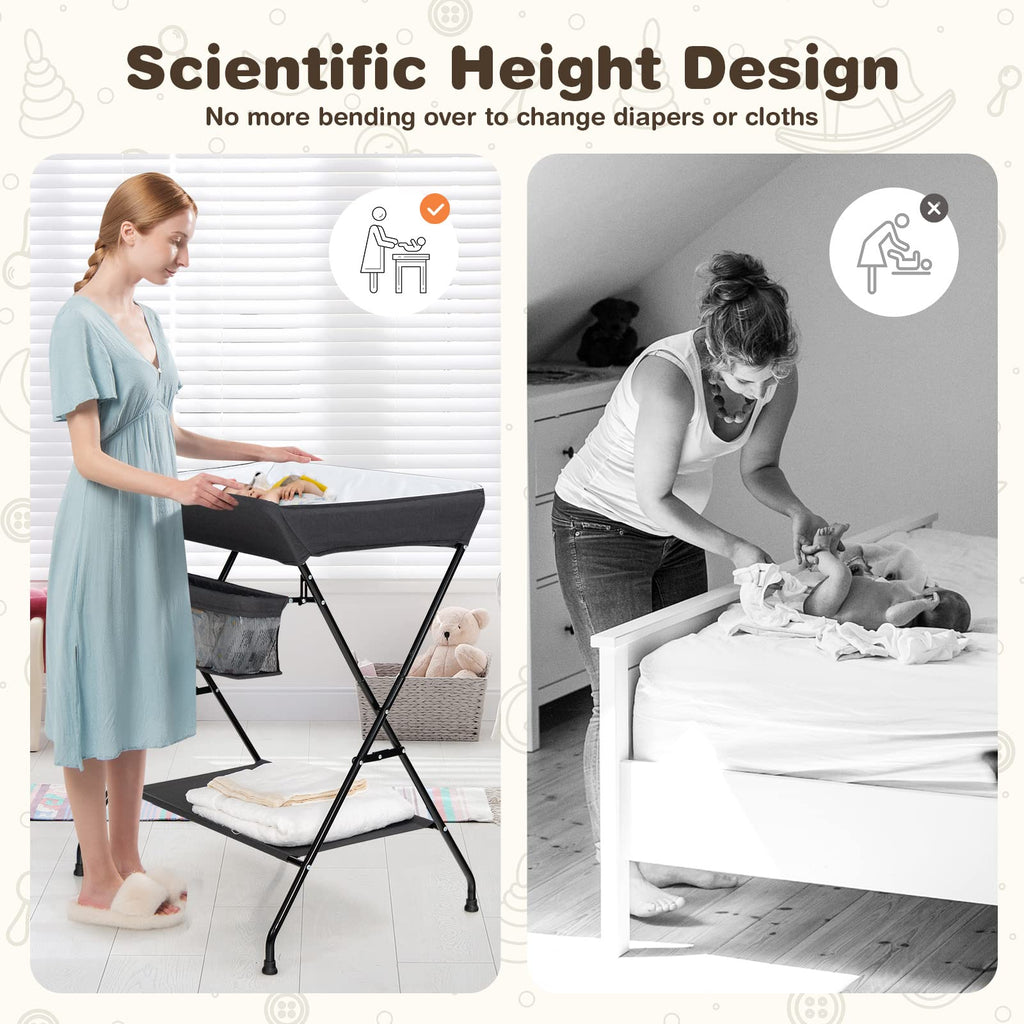 Portable Baby Changing Table with Safety Belt Black Y710656