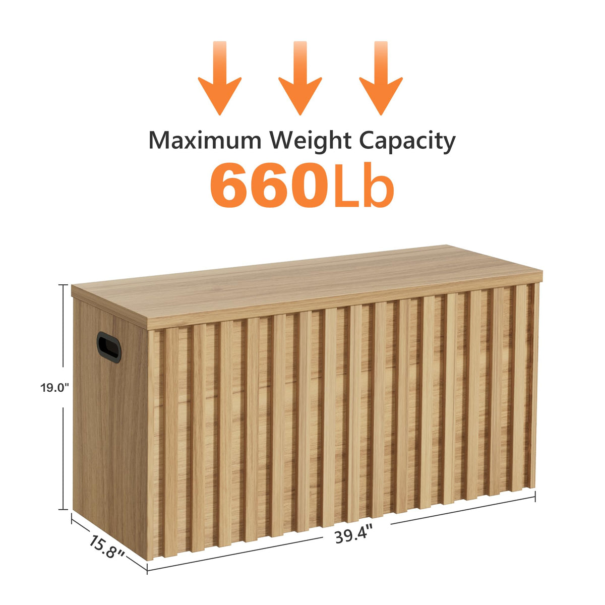 Wood Storage Bench with 2 Safety Hinges E2056