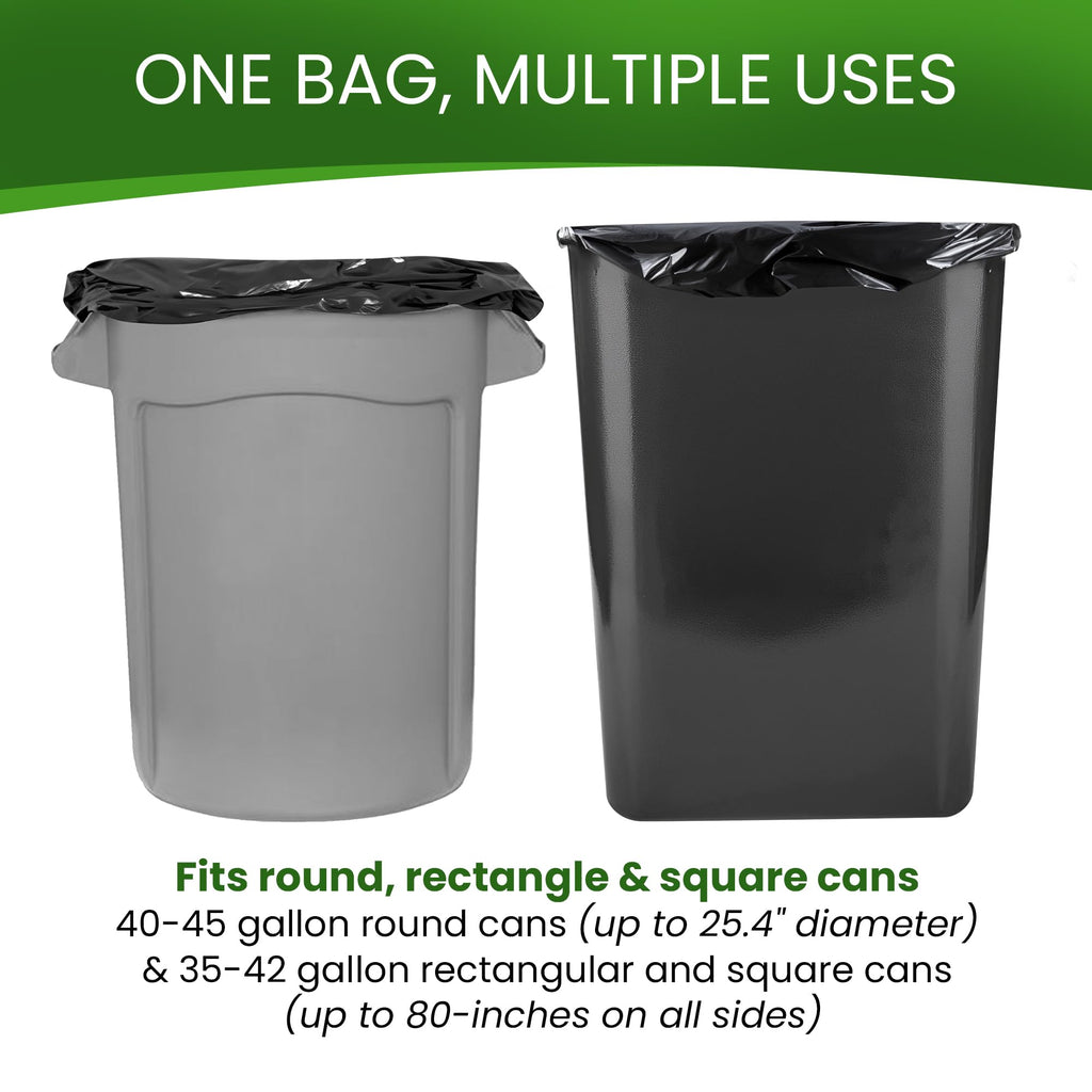 Black 40-45 Gallon Trash Bags, 200 Count K8394