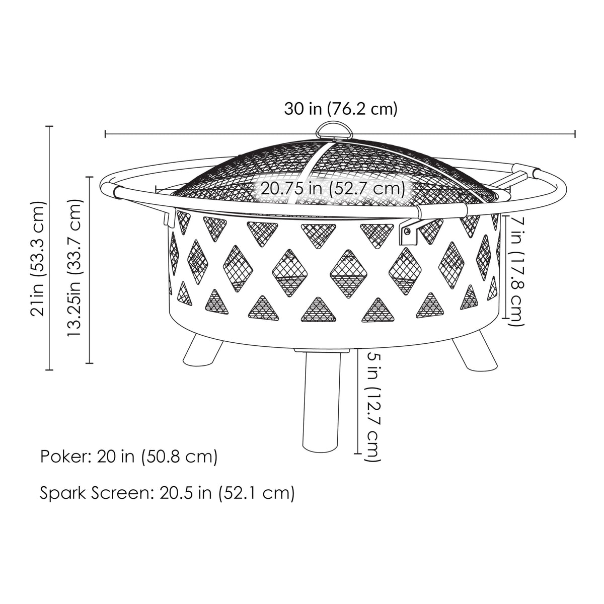 30" Round Wood Burning Outdoor Fire Pit A104
