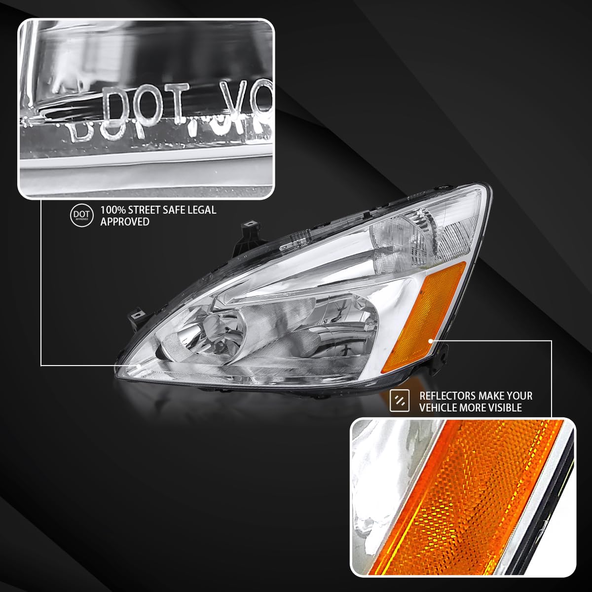 Chrome Left+Right Headlights C3768