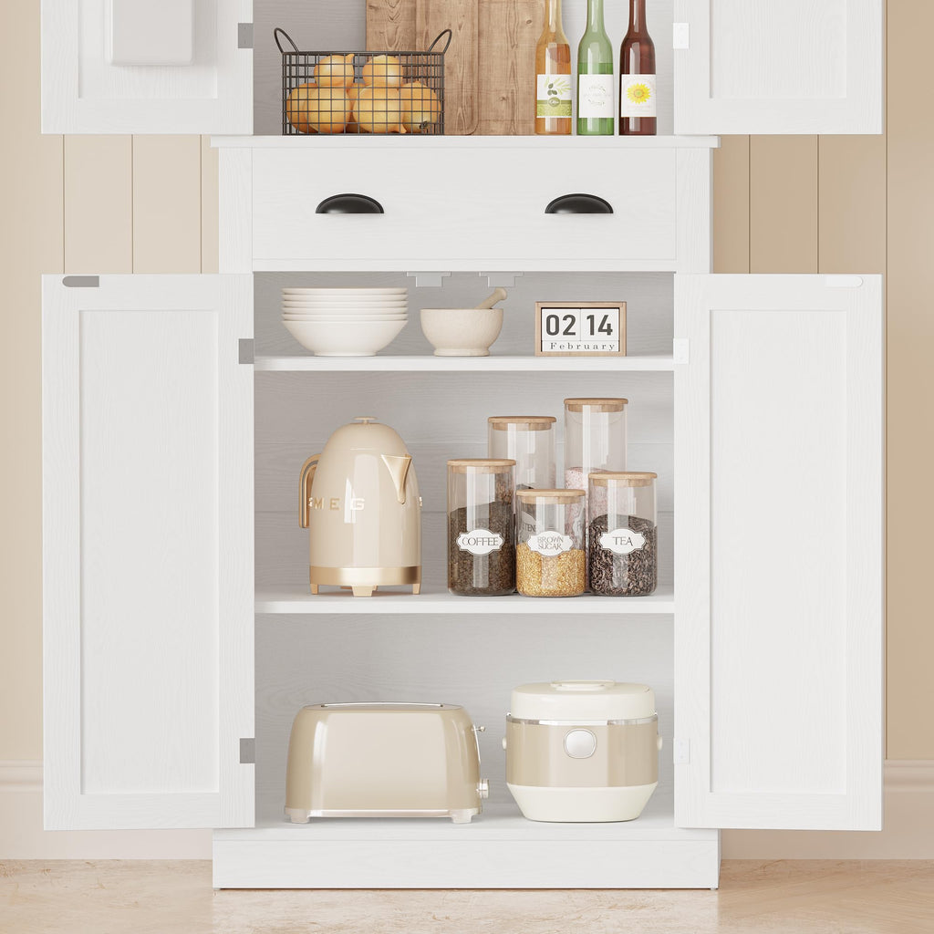 White Kitchen Pantry Storage Cabinet R655