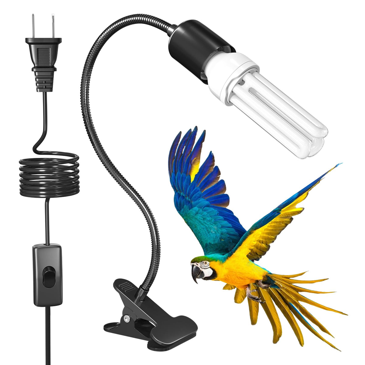 Bird Cage Lighting Combo Kit, Clip Lamp with UVB 2.4 20W Compact Fluorescent Bulb D81145