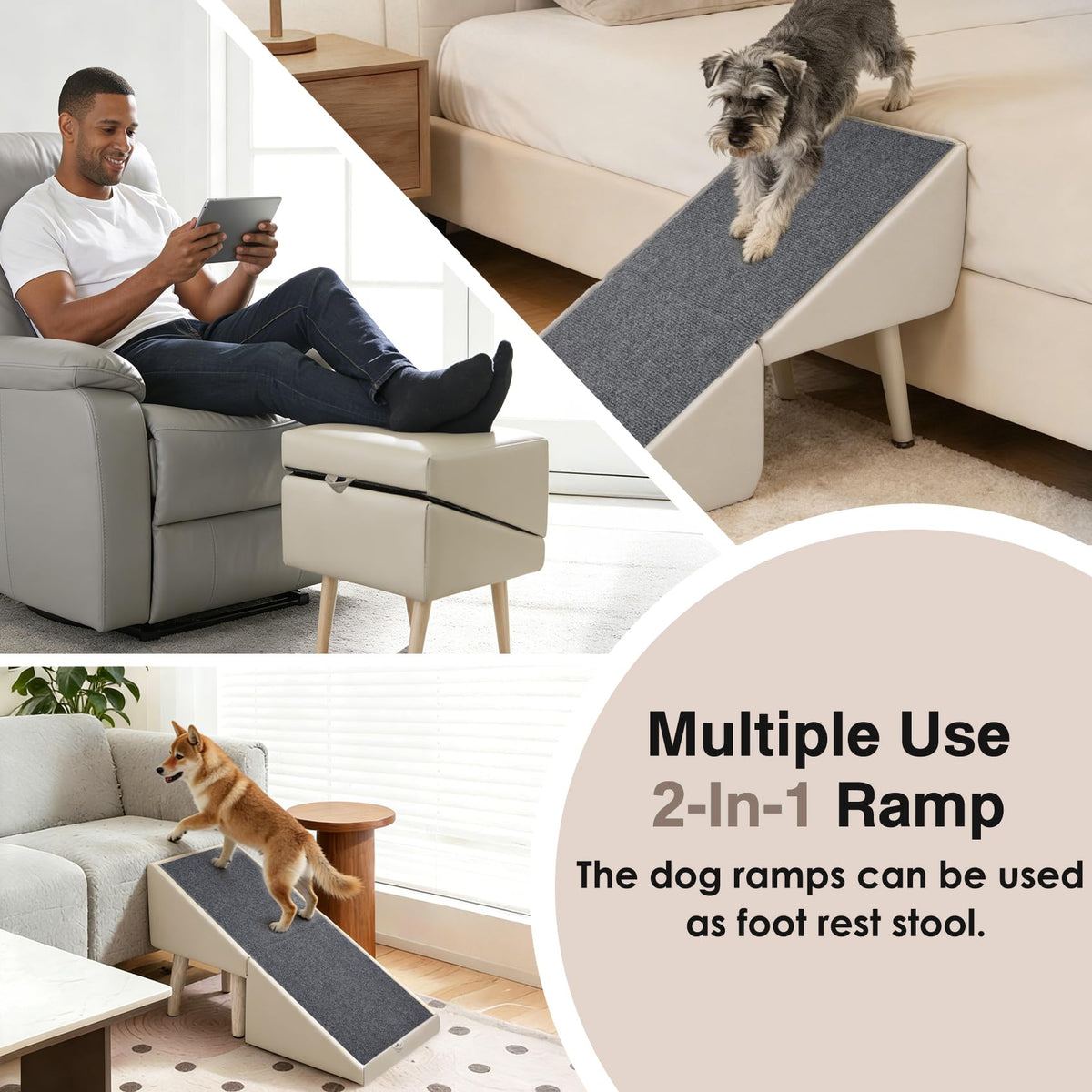 Foldable Non-Slip Wooden Dog Ramp Ottoman H763815