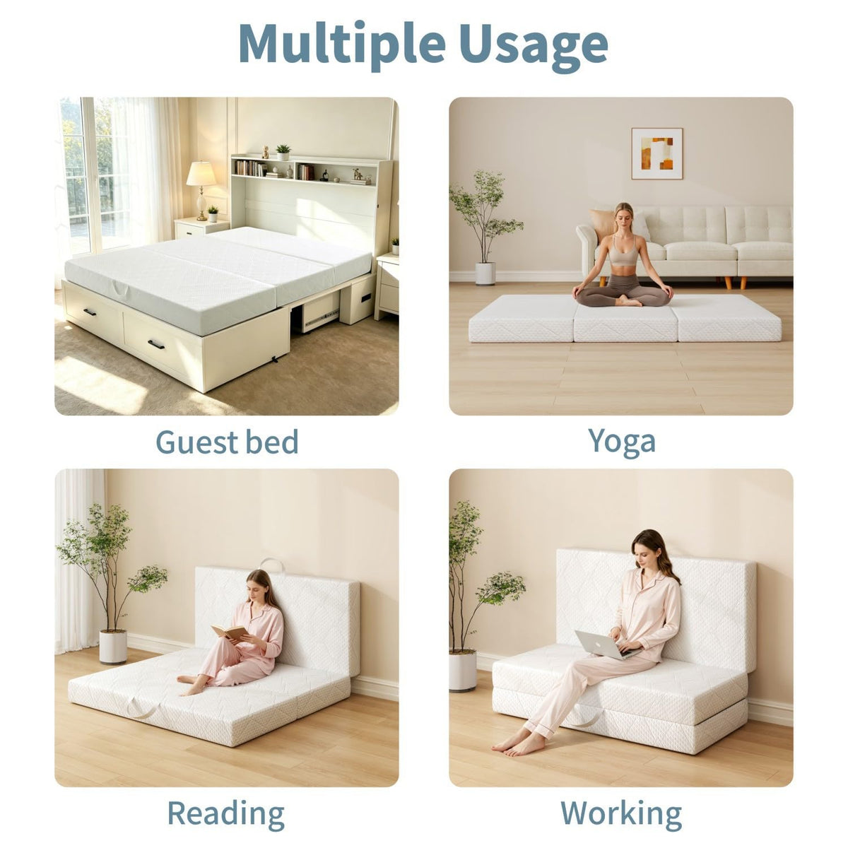 Queen Size Folding Memory Foam Tri-fold Mattress W209