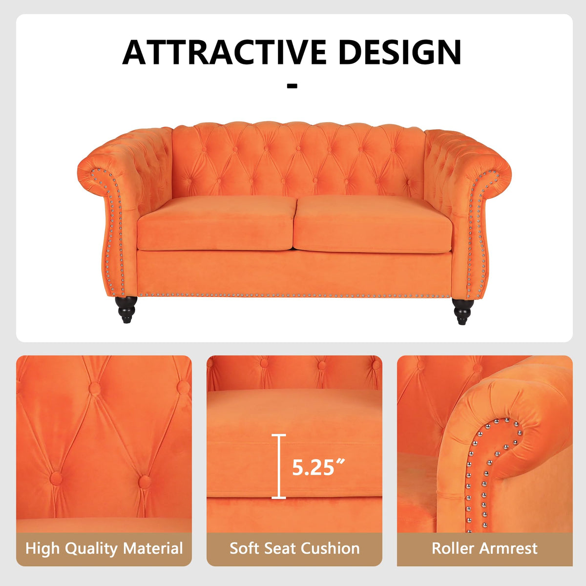 3 Piece Velvet Sectional Sofa Chair Set V520