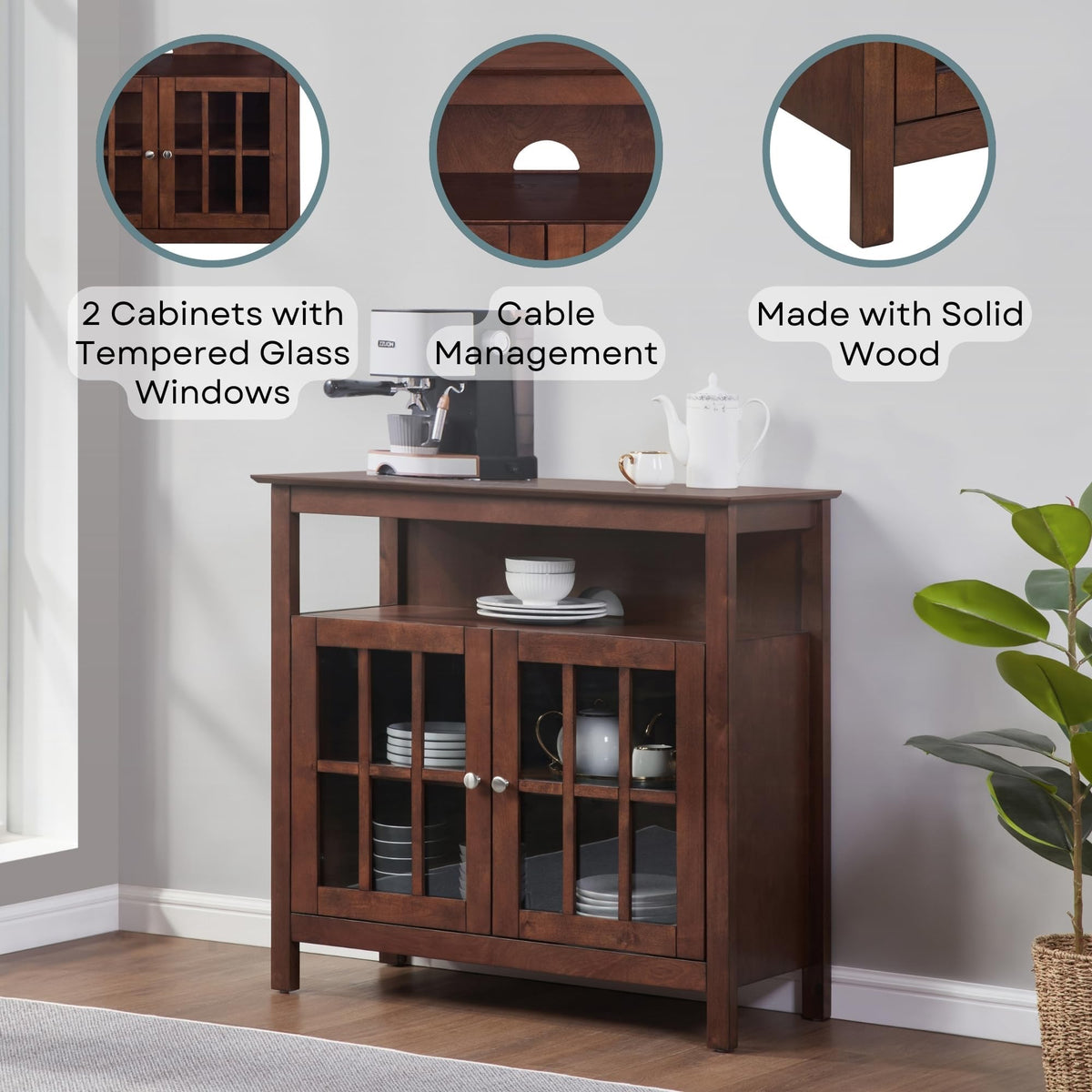 Espresso TV Stand with Shelves L418