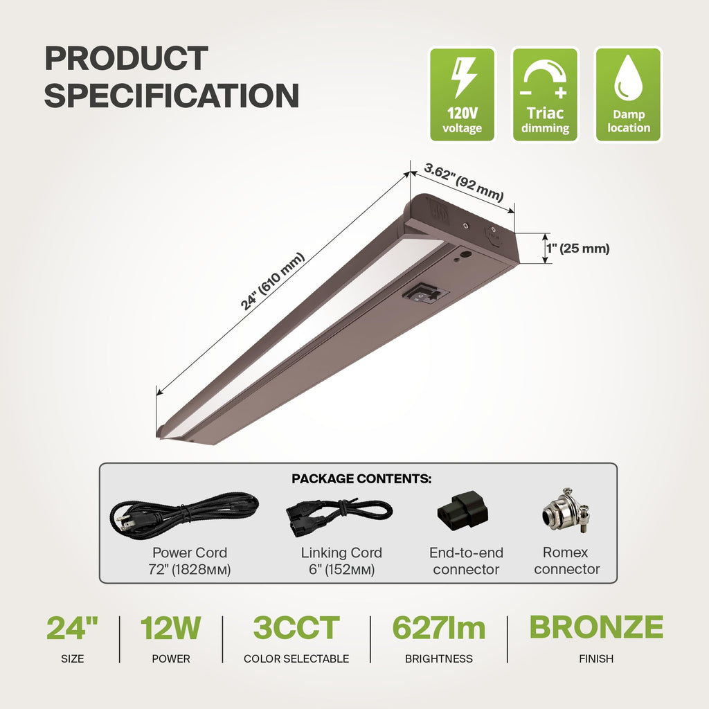 24 Inch Dimmable Linkable LED Under Cabinet Lighting A304847