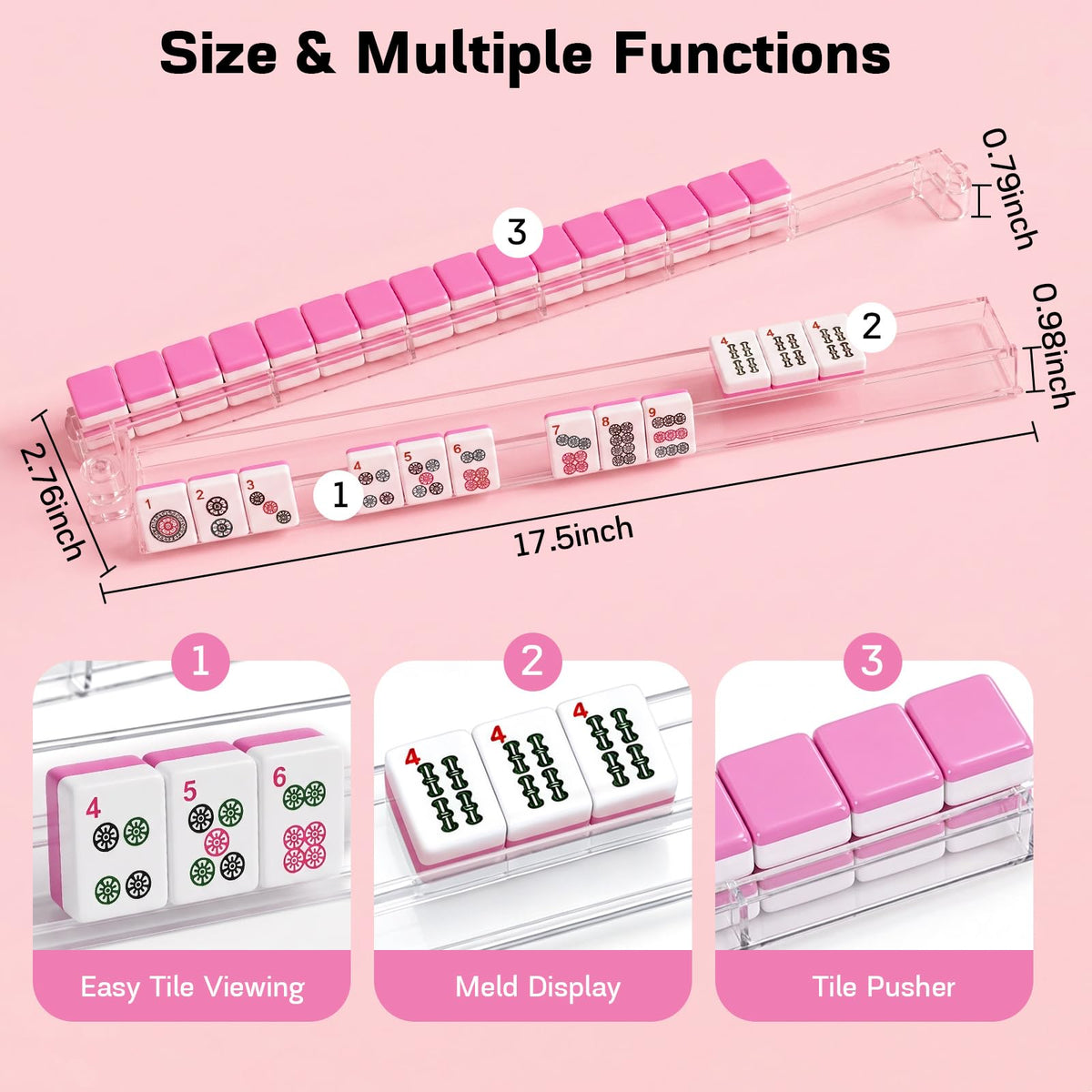 Clear Acrylic Mahjong Racks with Pushers Set of 4 J916675