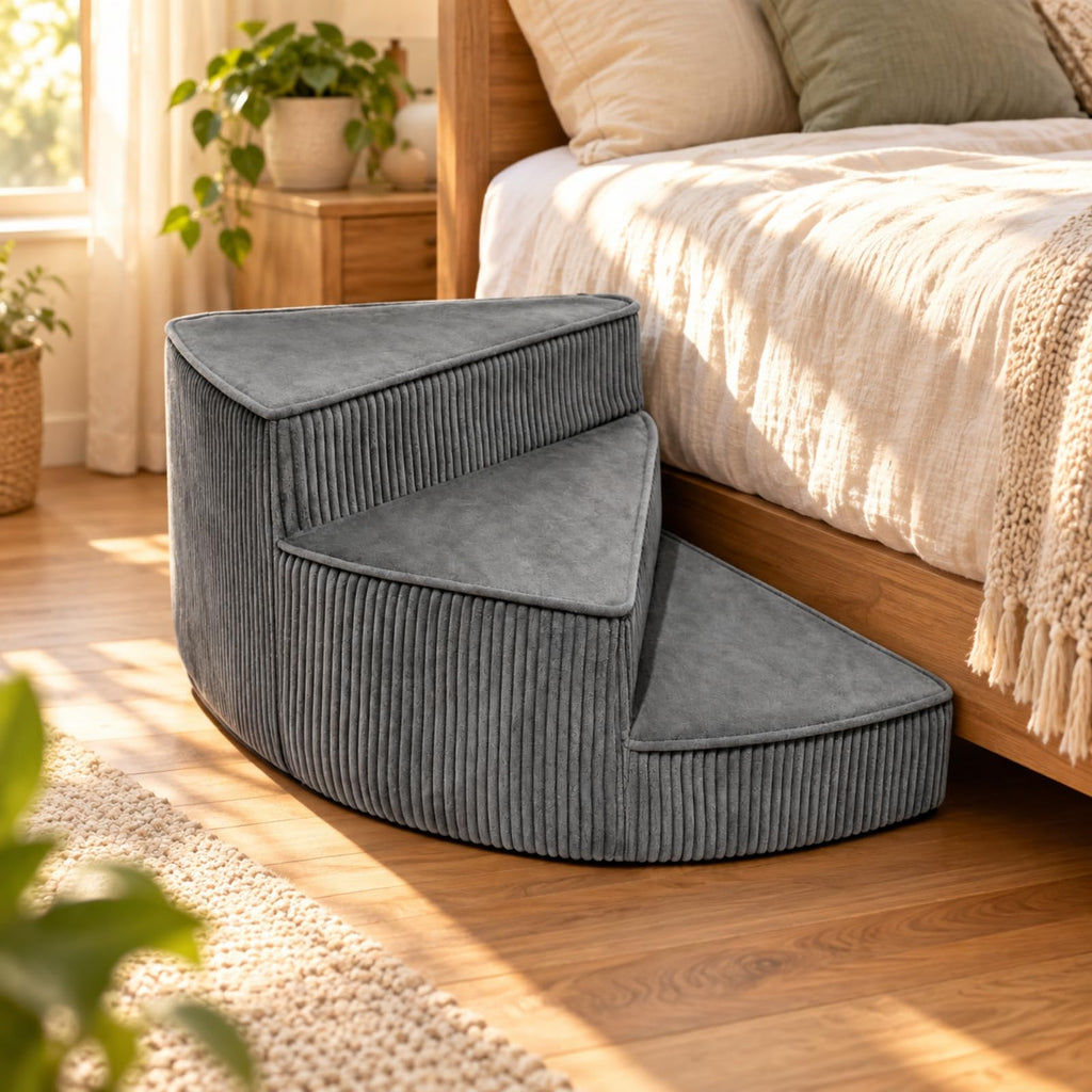 Portable Folding Pet Steps Ramp with Non Slip Base Dark Gray L887