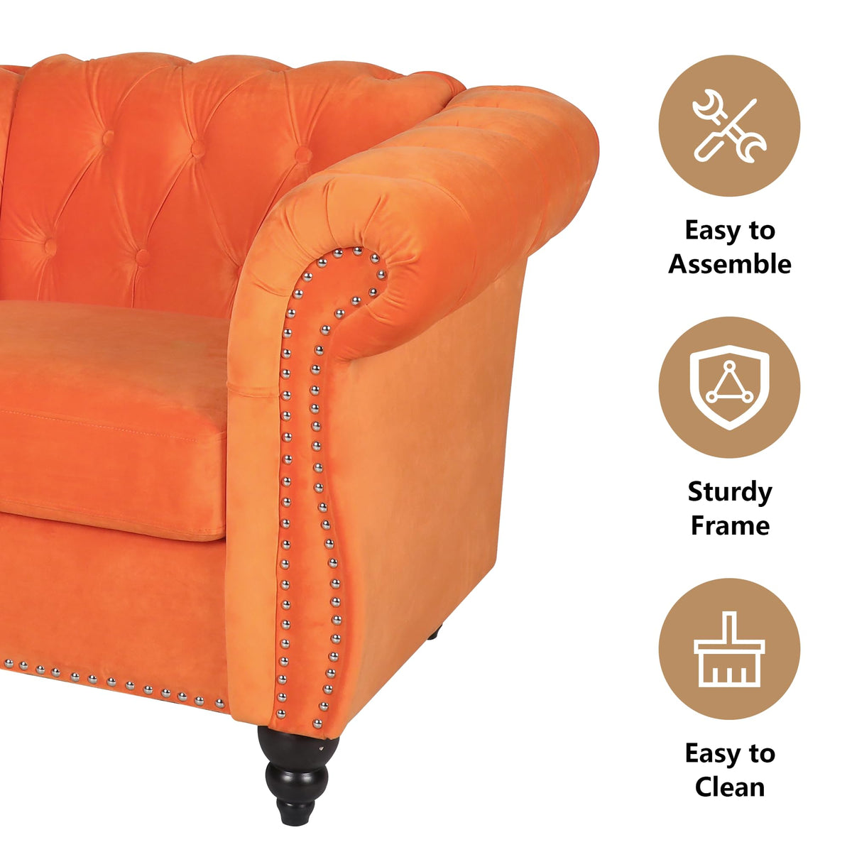 3 Piece Velvet Sectional Sofa Chair Set V520