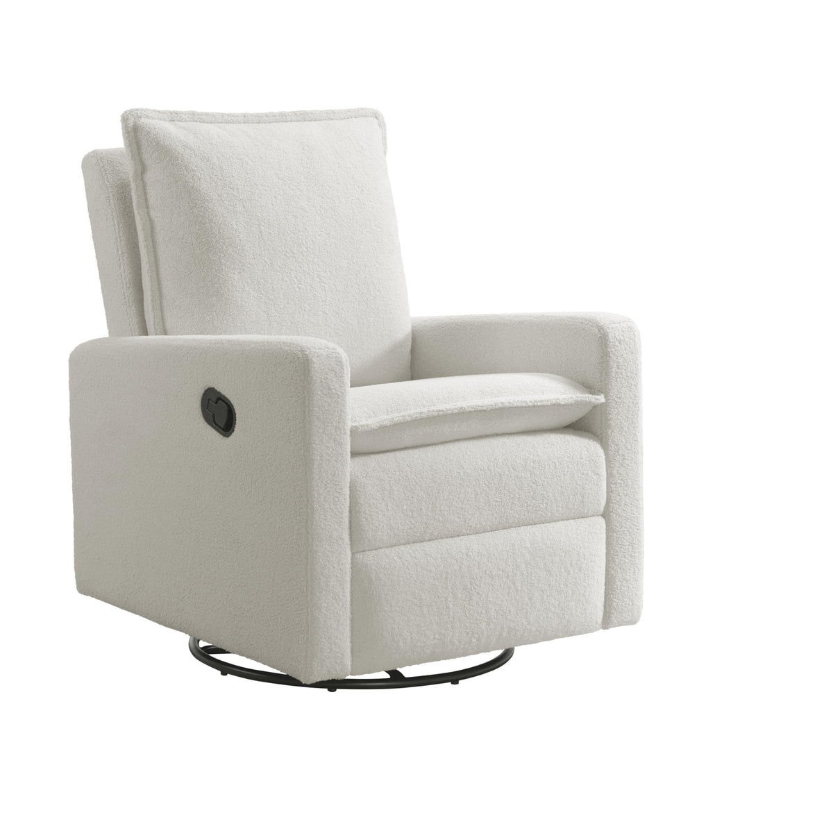 White Boucle Swivel Glider Recliner H4818