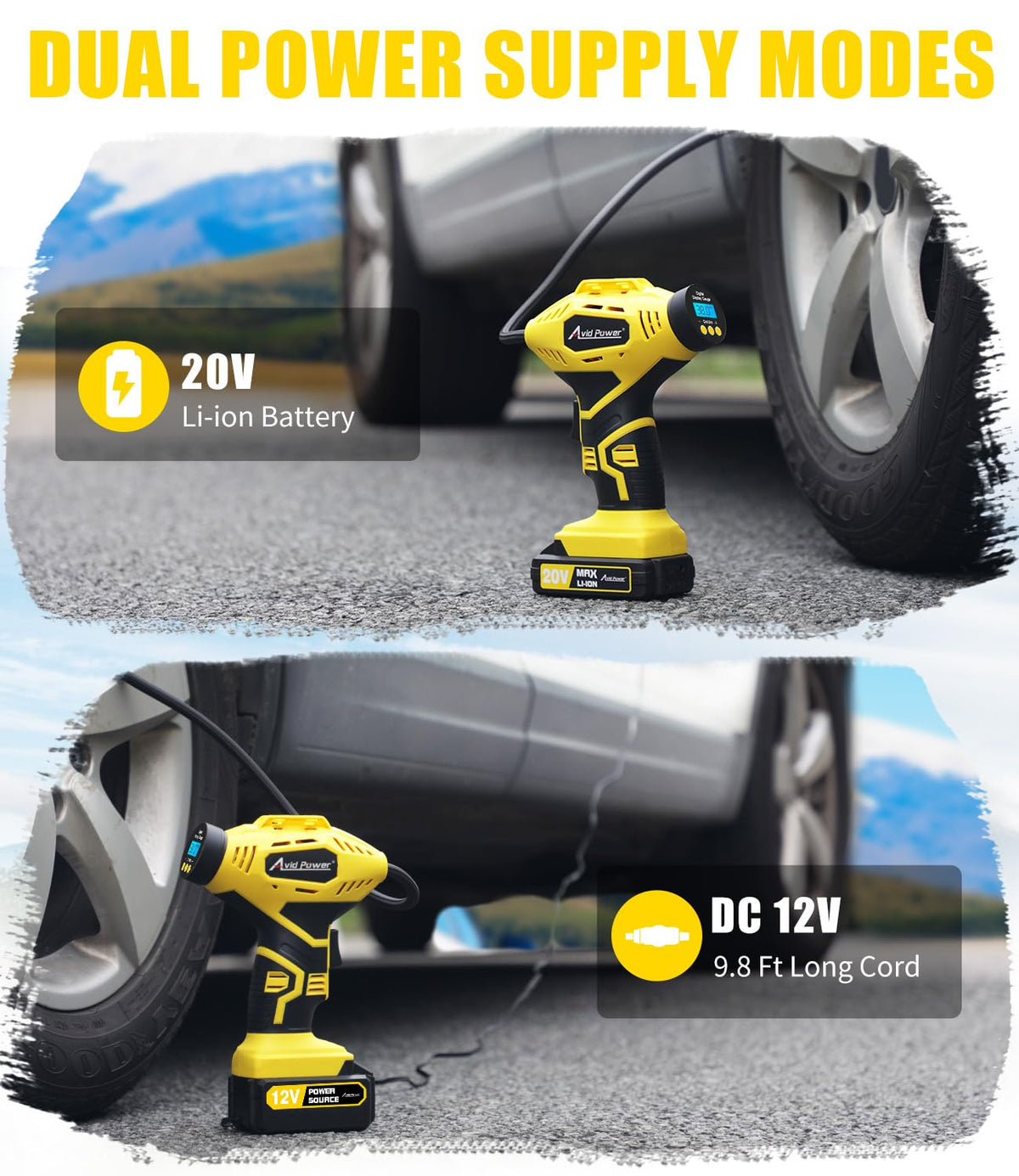 20V Cordless Tire Inflator Portable Air Compressor Q10506
