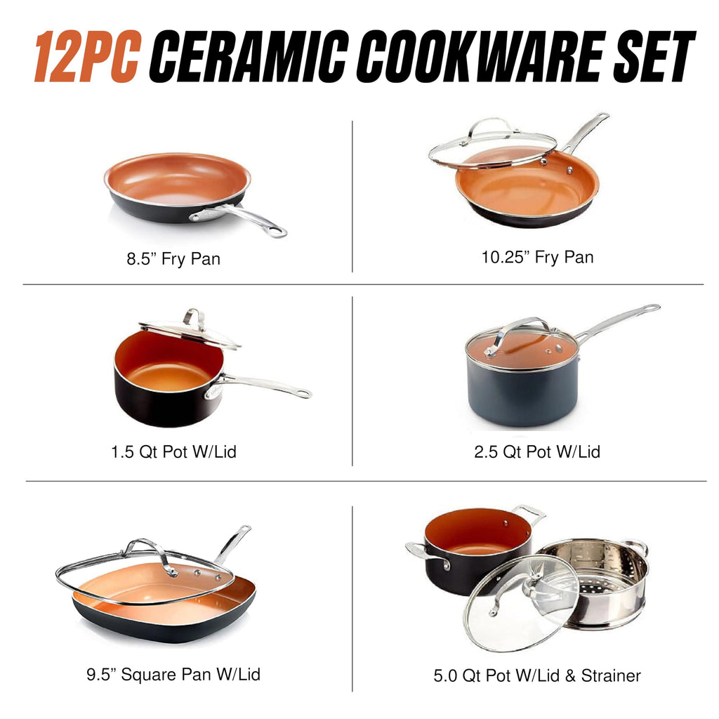 12 Pc Titanium Ceramic Nonstick Cookware Set V5403