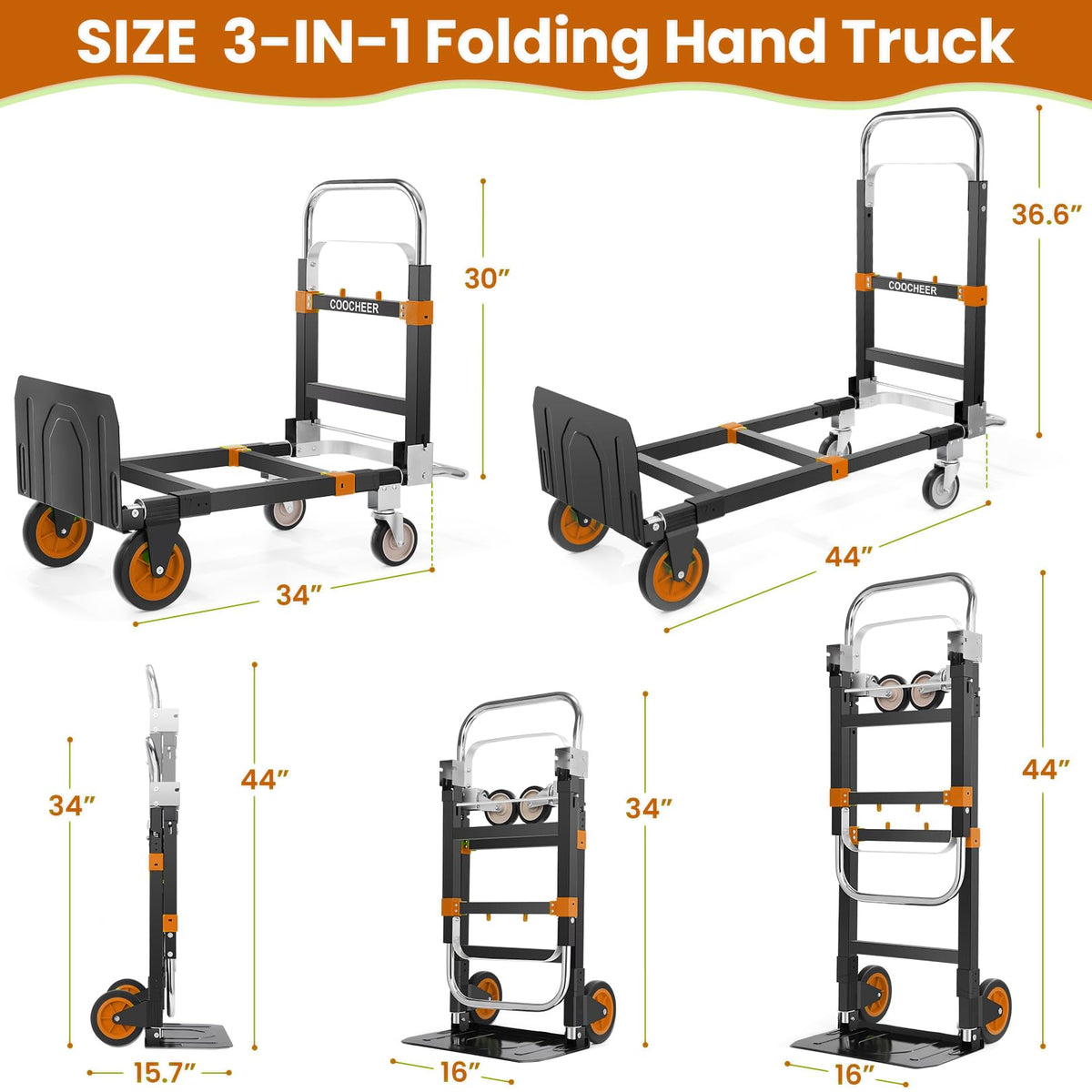 Folding Hand Truck Orange U8587