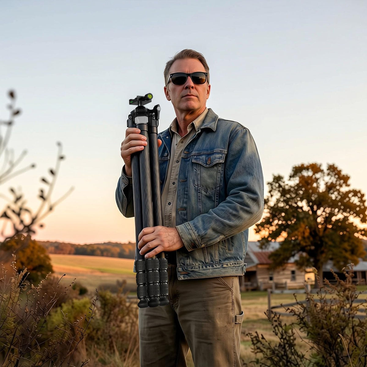 Carbon Fiber Hunting Tripod with Bubble Level and Ball Head K1843
