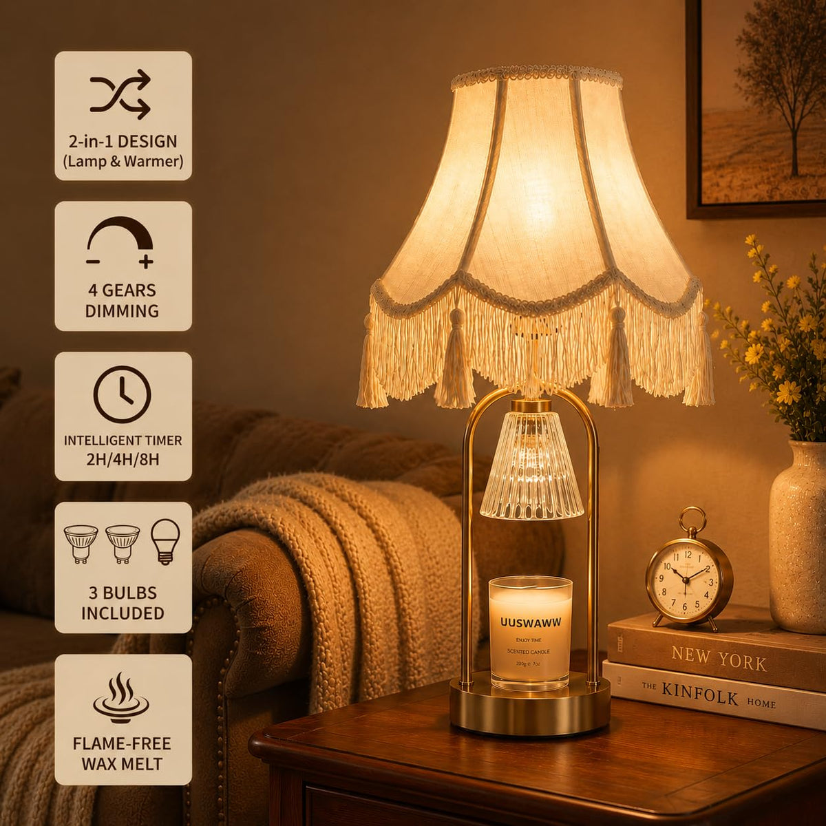 Dimmable Table Lamp and Candle Warmer Set of 2 B233