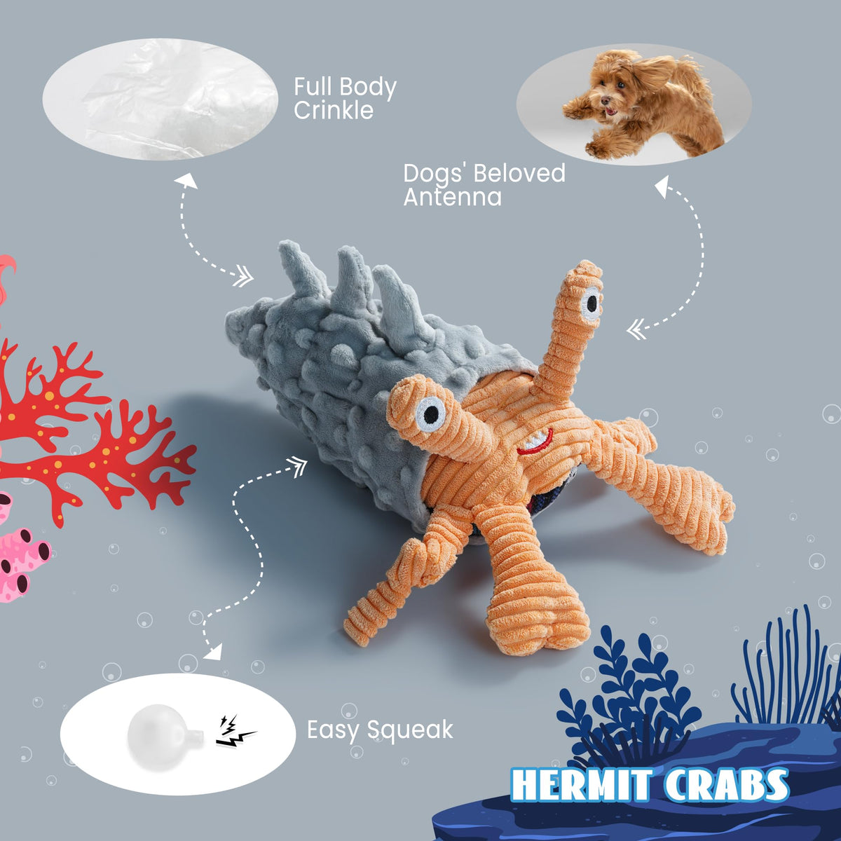 4 Packs Crinkle Squeaky Dog Toys H7603