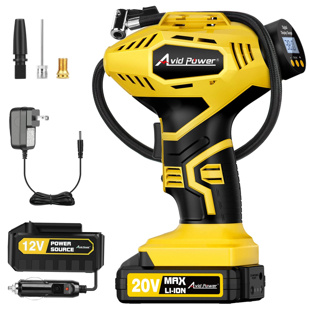 20V Cordless Tire Inflator Portable Air Compressor Q10506