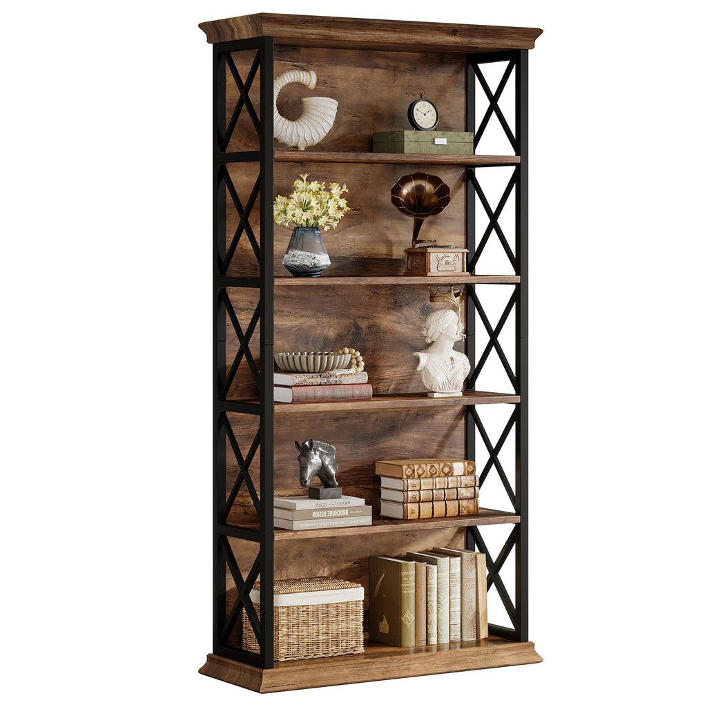 71-Inch 5-Tier Industrial Metal Bookcase I939