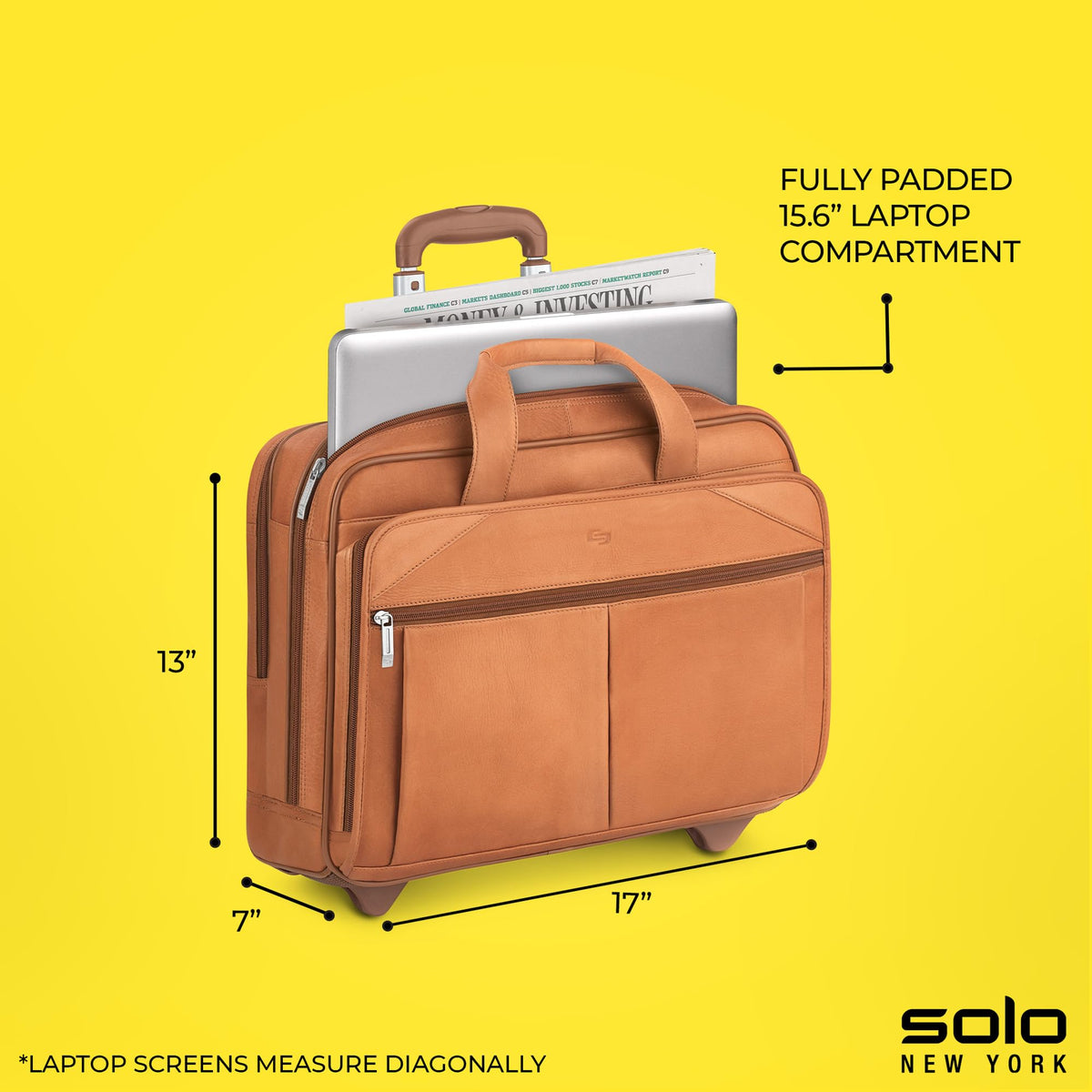Tan Leather Rolling Case with Wheels W126510