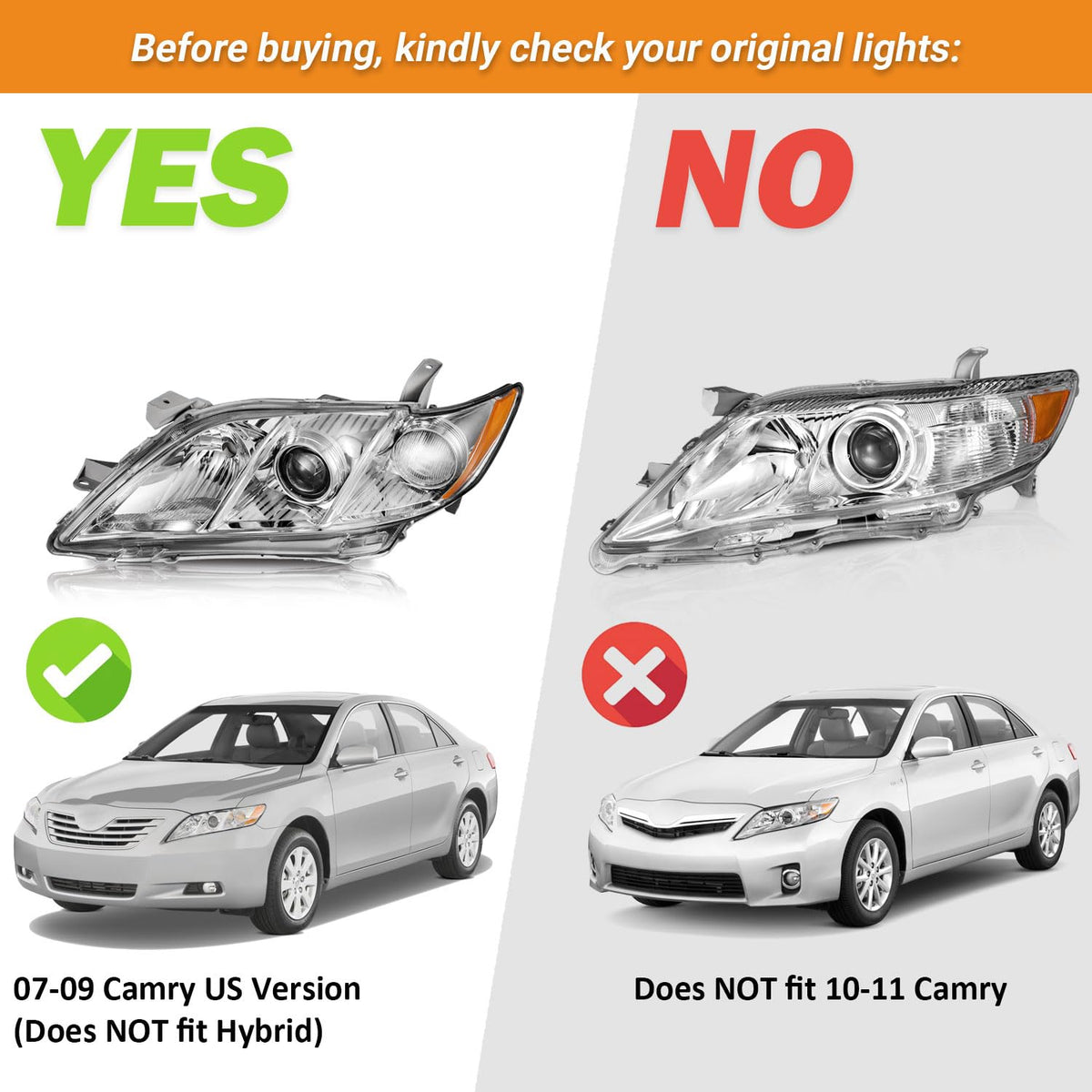 Anti-Fogging Headlights Assembly for Toyota Camry B62846