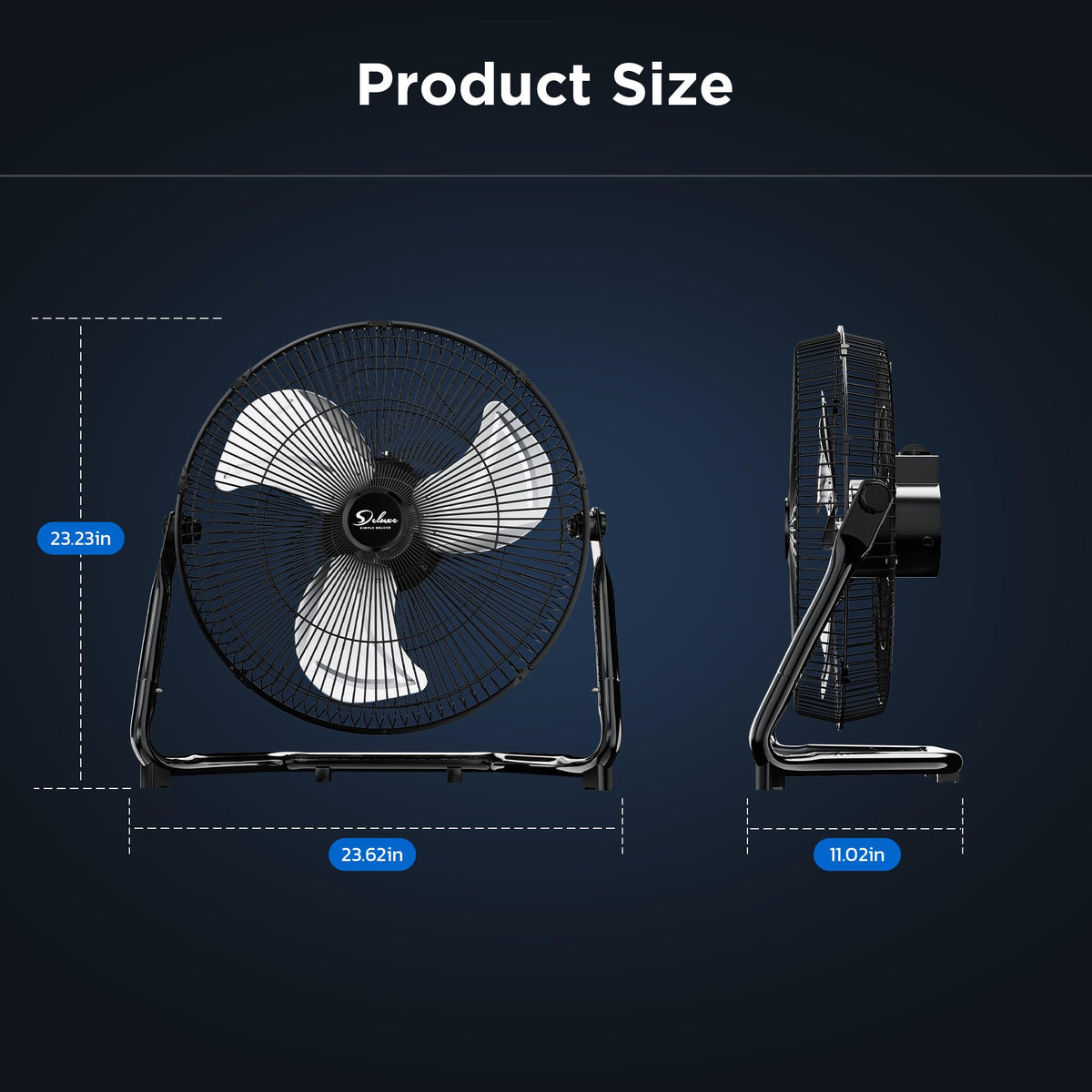 20 Inch 3-Speed Metal Industrial Floor Fans 2-Pack S95472