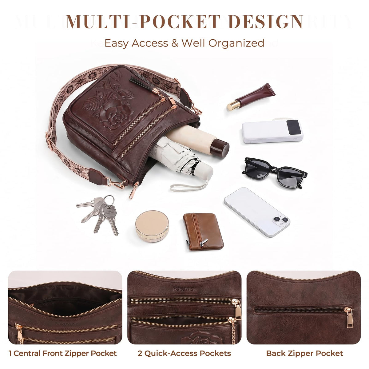 Vegan Leather Crossbody Bag W8805