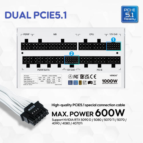 1000W White Power Supply L112