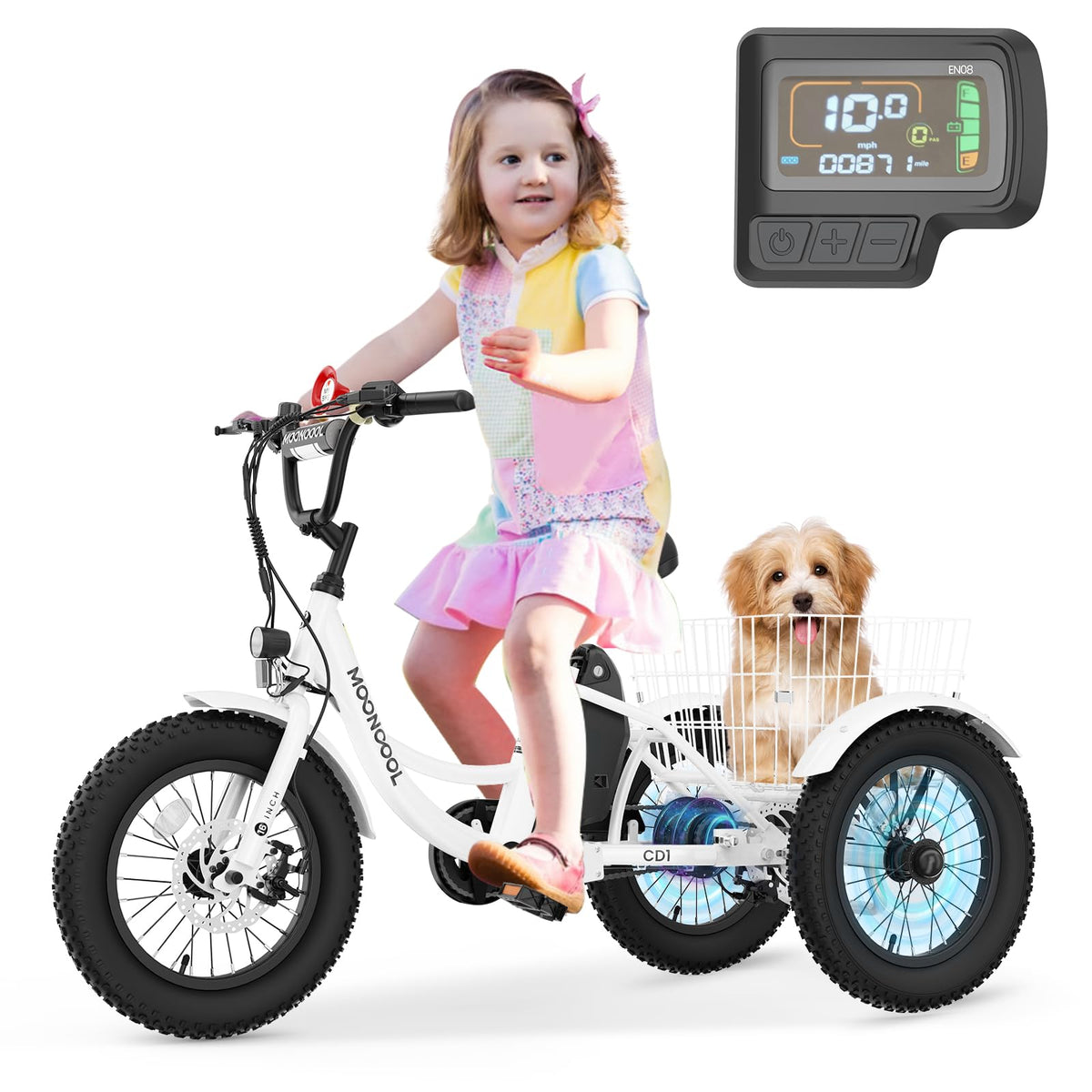 250W 16IN 3 Wheels Electric Tricycle with Removable Battery and Rear Basket U286622