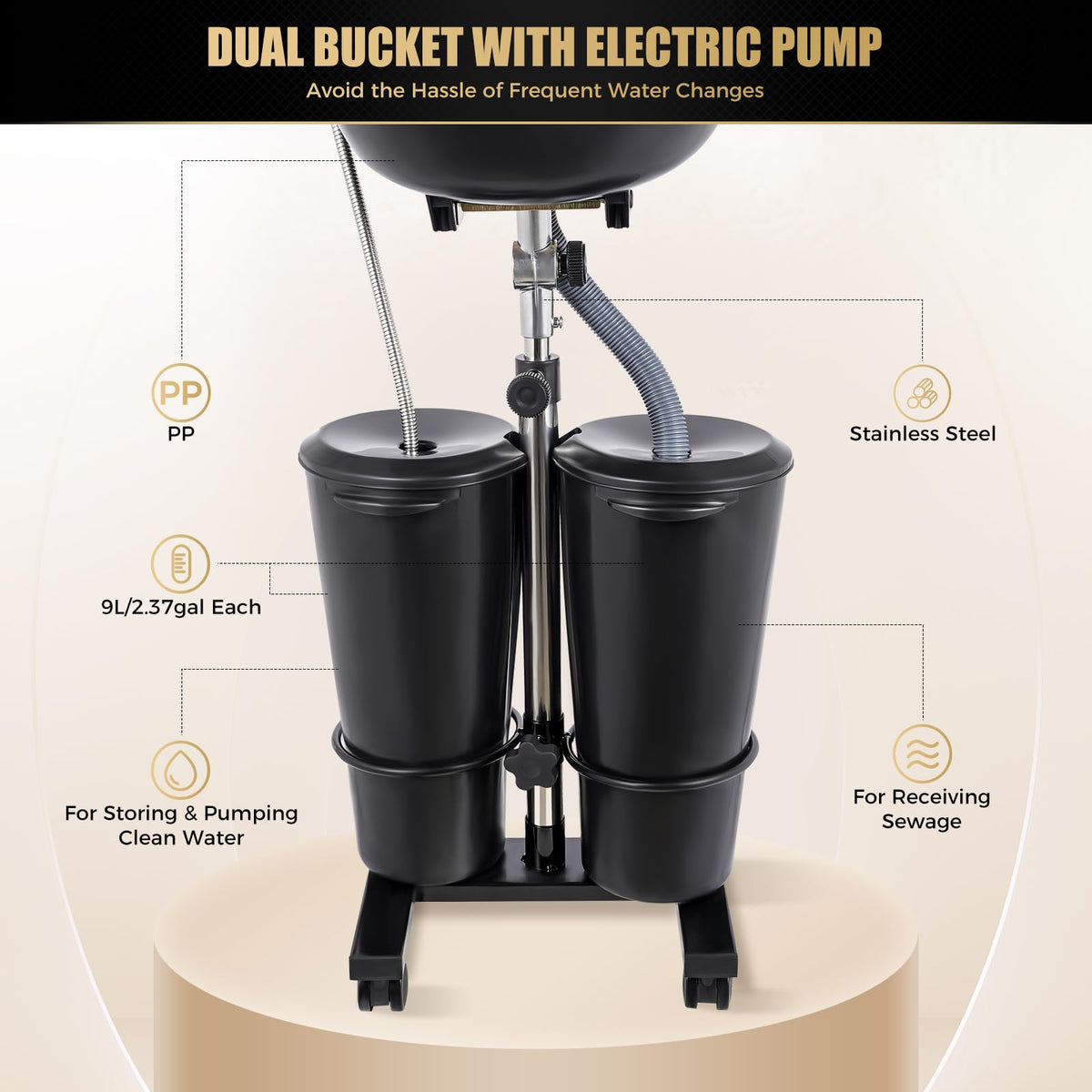 Portable Shampoo Bowl with 2 Water Buckets G5985