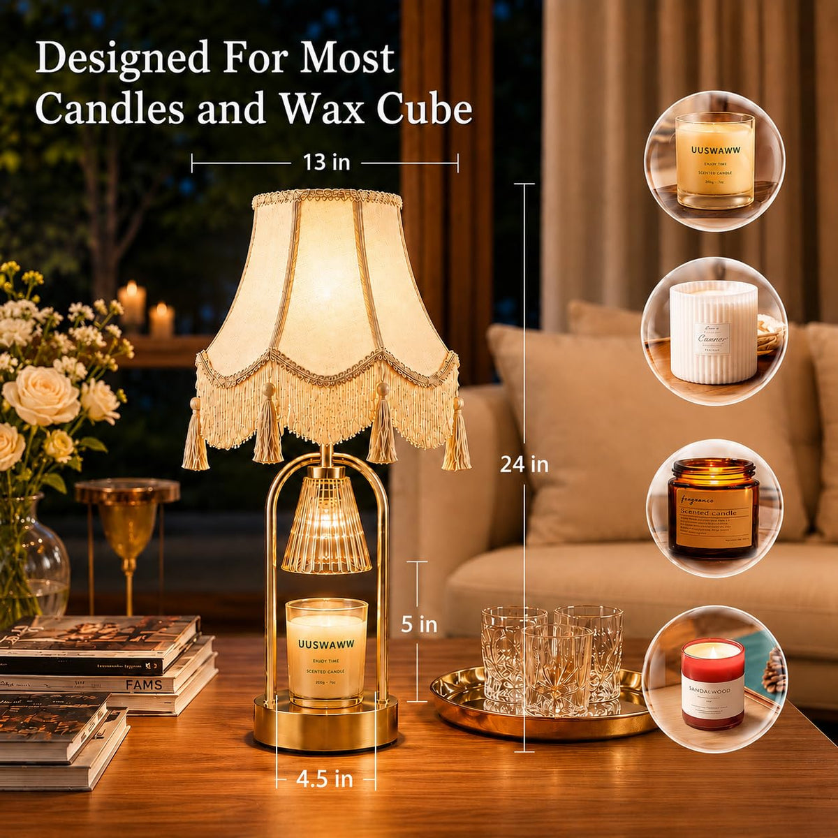Dimmable Table Lamp and Candle Warmer Set of 2 B233