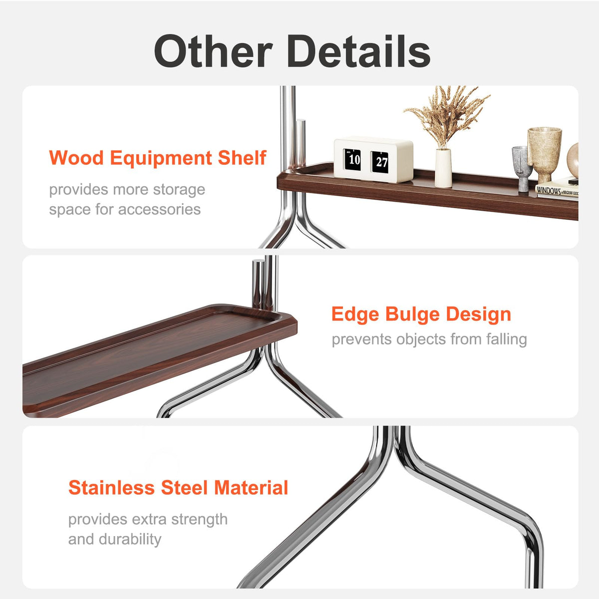 Rolling TV Stand for 32-75" TVs with Shelf M1160
