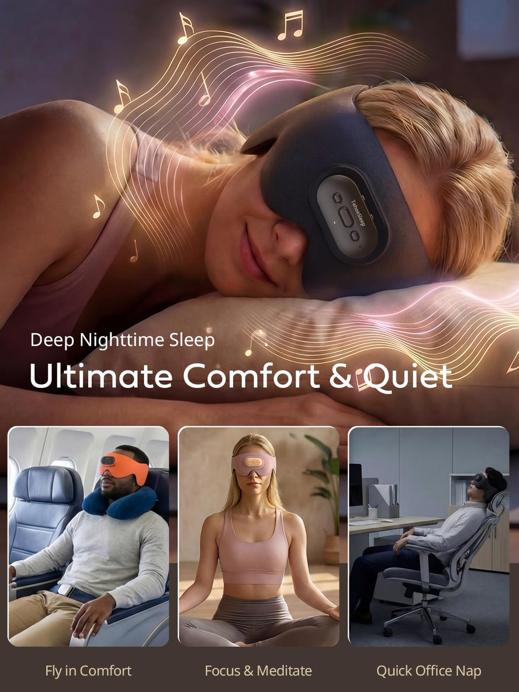 Ultra-Thin Adjustable Sleep Mask with Bluetooth 5.4 T435