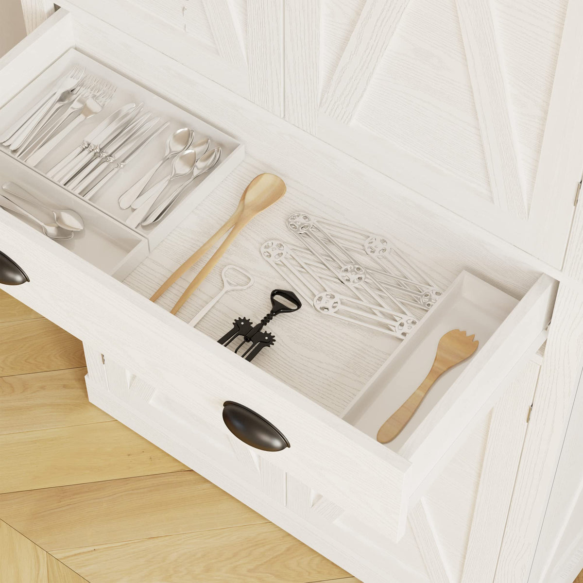 White Kitchen Pantry Storage Cabinet R655