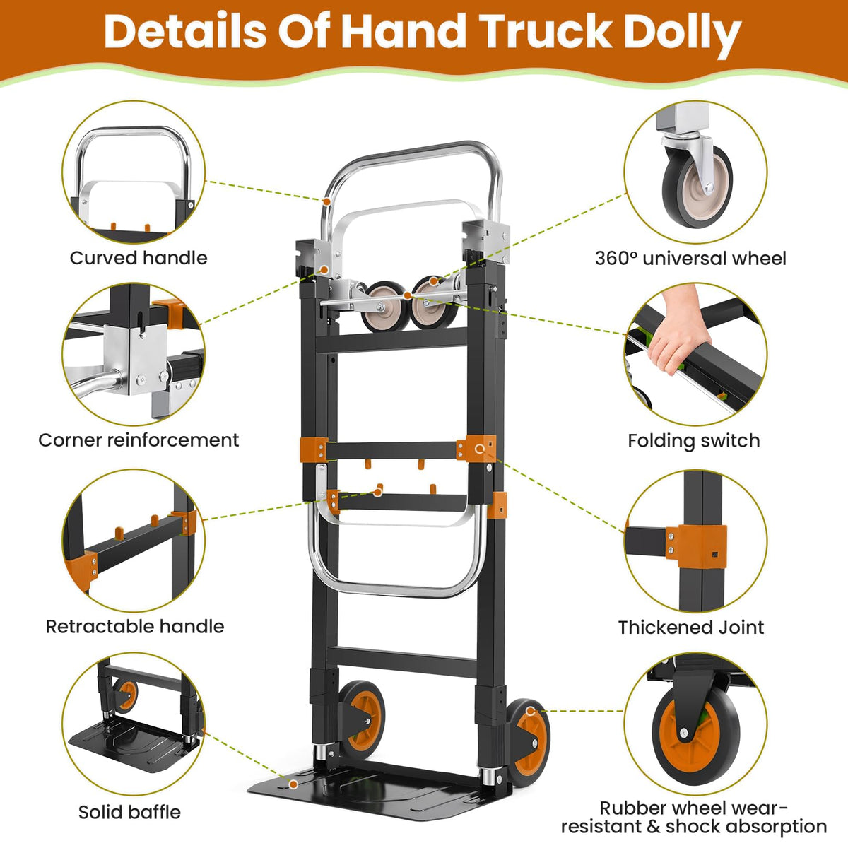 Folding Hand Truck Orange U8587