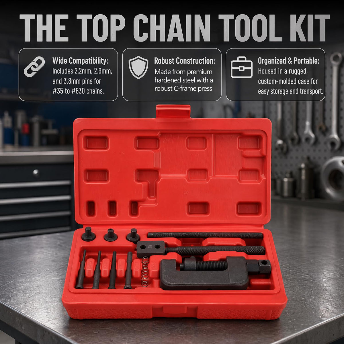 13 Pc Motorcycle Chain Breaker Rivet Tool Kit E76735