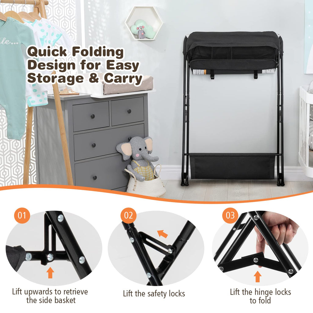Portable Baby Changing Table with Safety Belt Black Y710656