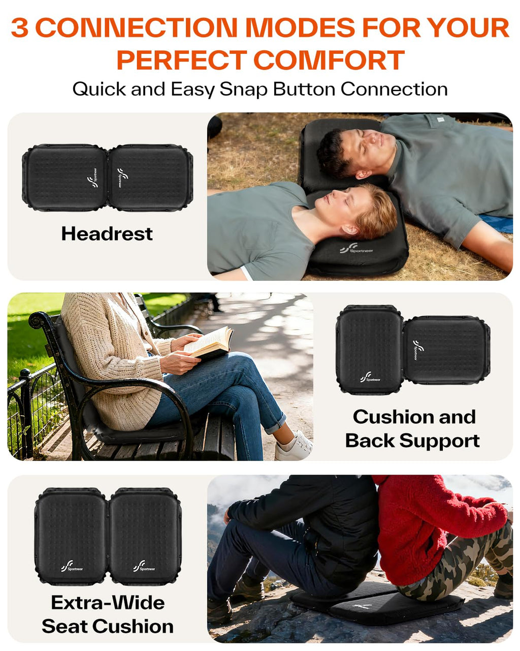 Inflatable Self-Inflating 2" High Rebound Foam Seat Cushion, 2 Pack E84591