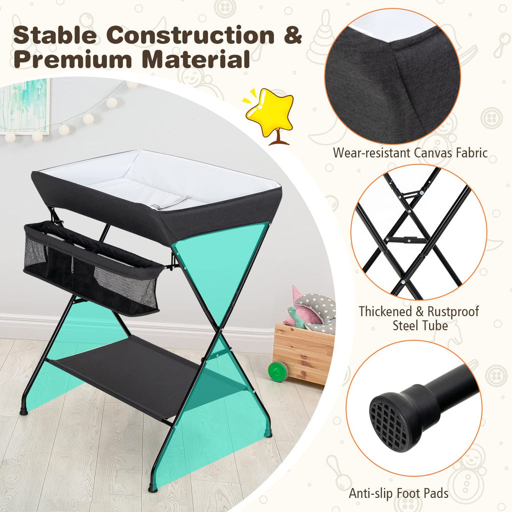 Portable Baby Changing Table with Safety Belt Black Y710656