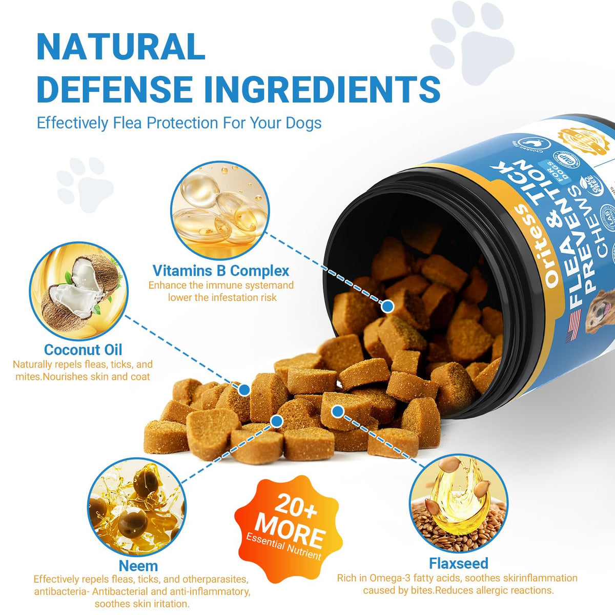 120 Soft Chews Flea and Tick Chewables for Dogs Chicken Flavor W475