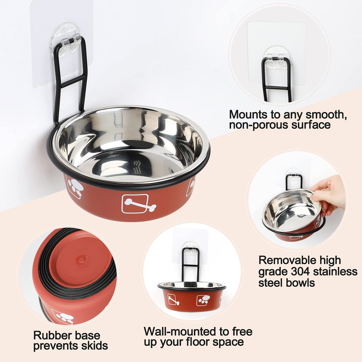Elevated Stainless Steel Pet Bowls with Stand, 2 Packs X7693