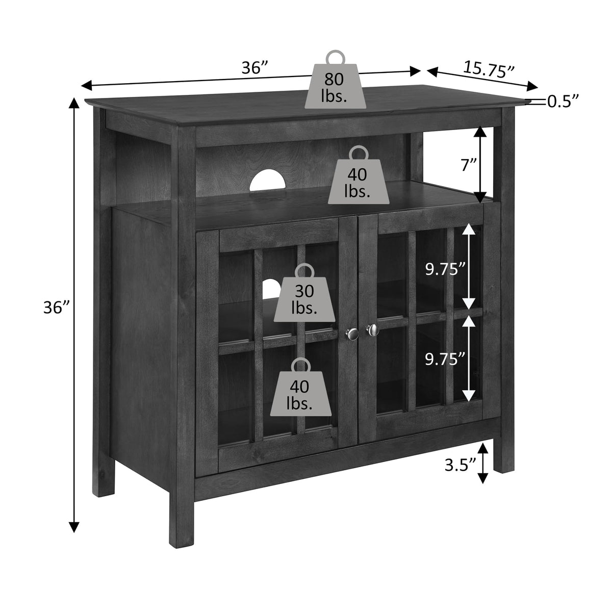 Espresso TV Stand with Shelves L418